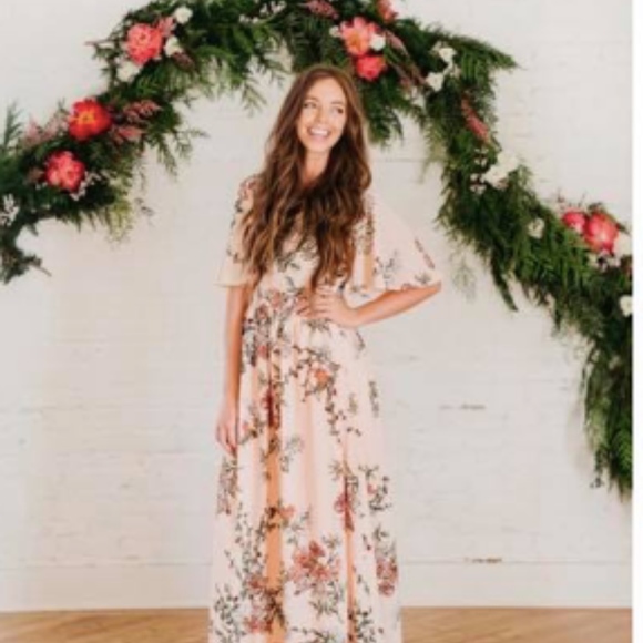 Dusty Pink Floral Maxi Dress - Picture 2 of 4